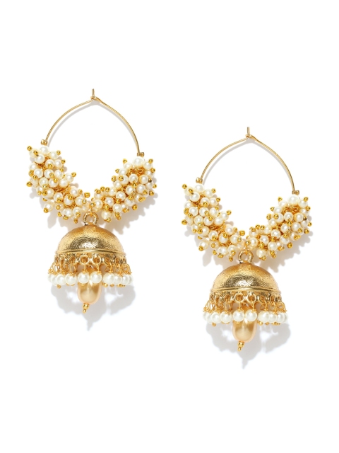 

Priyaasi Off-White Gold-Plated Beaded Handcrafted Jhumkas