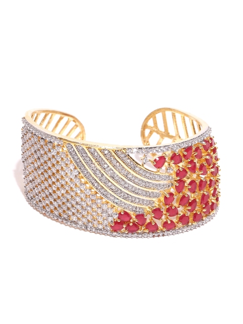 

Priyaasi Magenta Gold-Plated Handcrafted Cuff Bracelet