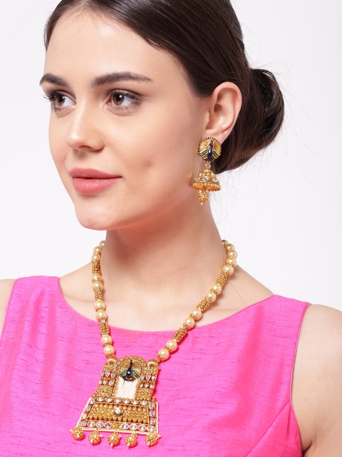 

Priyaasi Cream-Coloured Gold-Plated Beaded Jewellery Set