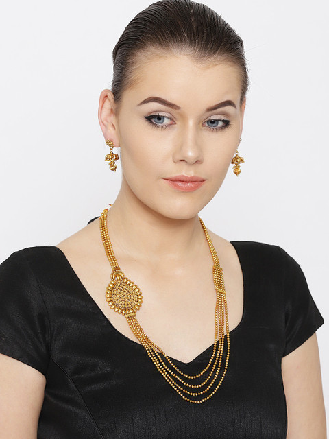 

Priyaasi Gold-Plated Textured Layered Jewellery Set