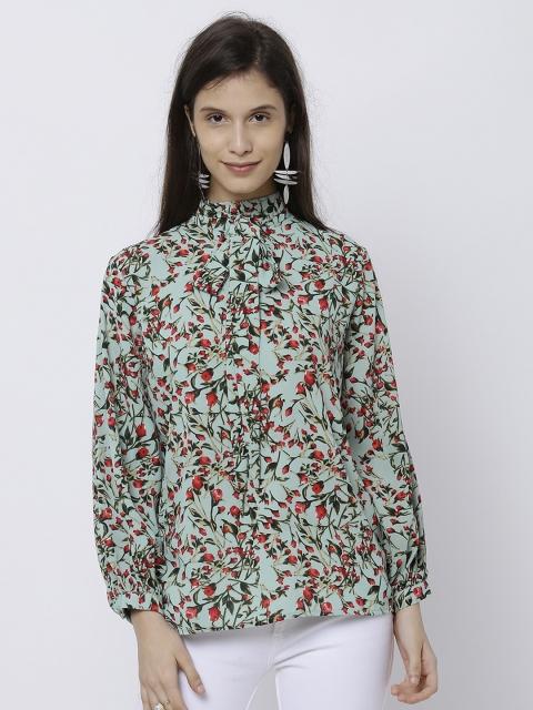 

Tokyo Talkies Women Blue Printed Top