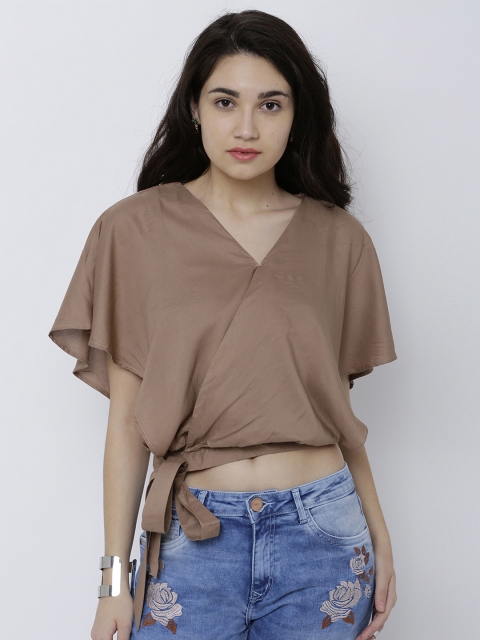 

Tokyo Talkies Women Brown Solid Crop Top