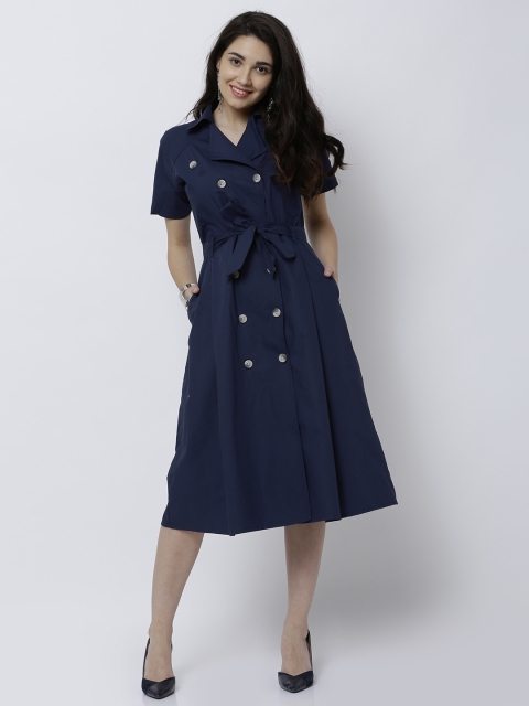 

Tokyo Talkies Women Blue Solid Wrap Dress