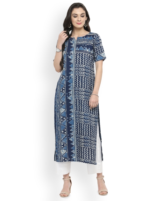 

Varanga Women Blue Printed Straight Kurta