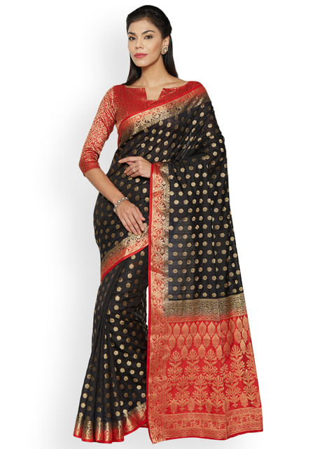 

Akhilam Black Silk Blend Woven Design Banarasi Saree