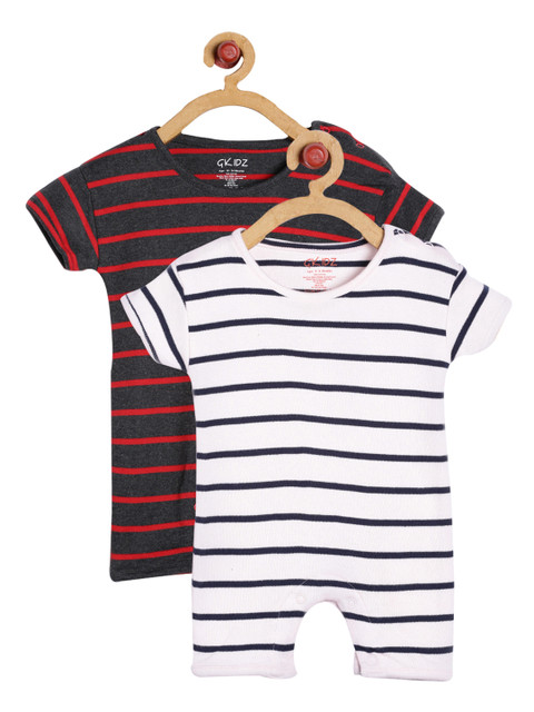 

GKIDZ Kids Unisex Pack of 2 Rompers, Red