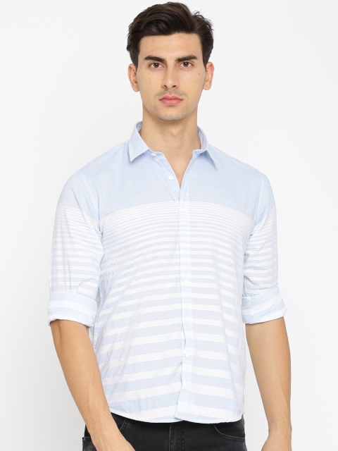 

Pepe Jeans Men Blue Regular Fit Striped Casual Shirt