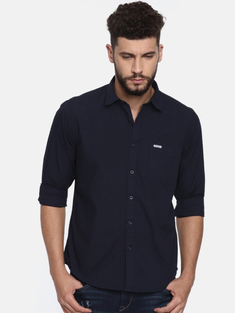 

Pepe Jeans Men Navy Solid Casual Shirt, Navy blue