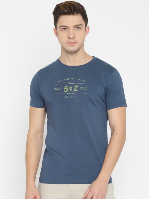 

Pepe Jeans Men Blue Printed Round Neck T-shirt