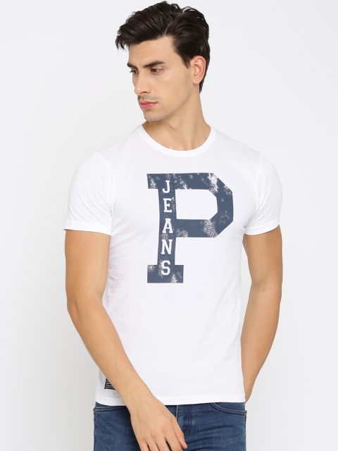 

Pepe Jeans Men White Slim Fit Printed Round Neck T-shirt