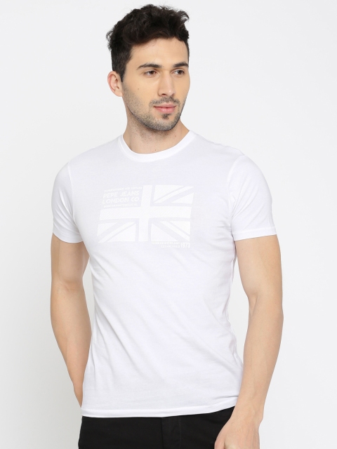 

Pepe Jeans Men White Printed Round Neck T-shirt