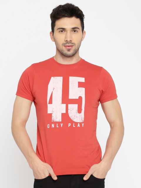 

Pepe Jeans Men Red Printed Round Neck T-shirt