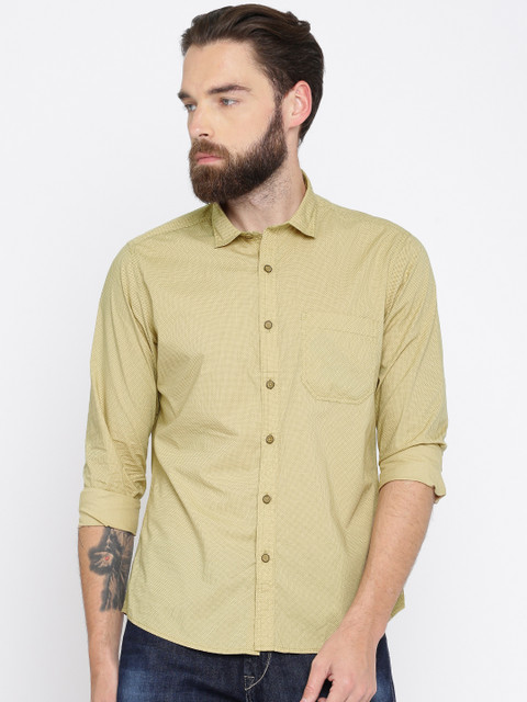 

Indigo Nation Men Beige Edgy Slim Fit Printed Casual Shirt