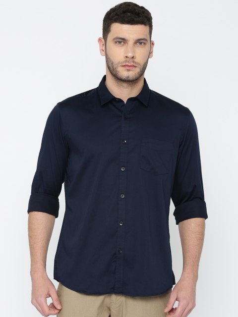 

Indigo Nation Men Navy Edgy Slim Fit Solid Casual Shirt, Navy blue