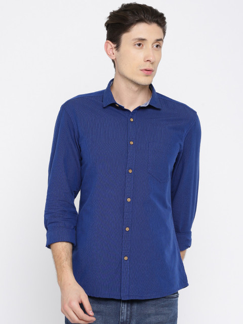 

Indigo Nation Men Navy Blue Slim Fit Casual Shirt