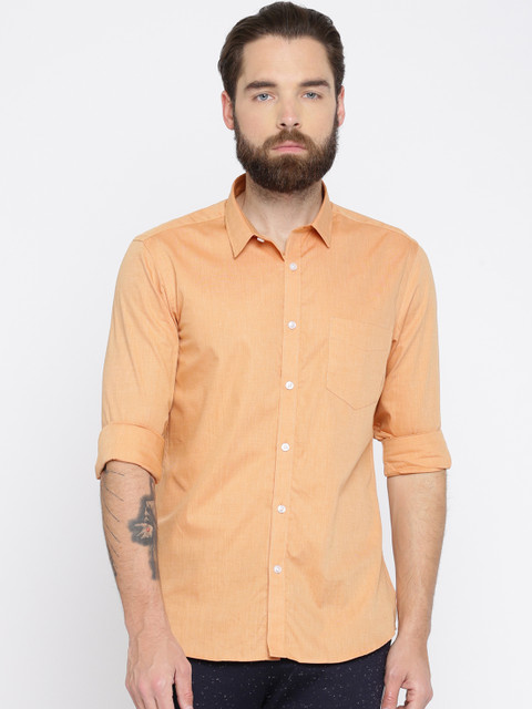 

Indigo Nation Men Orange Slim Fit Solid Casual Shirt