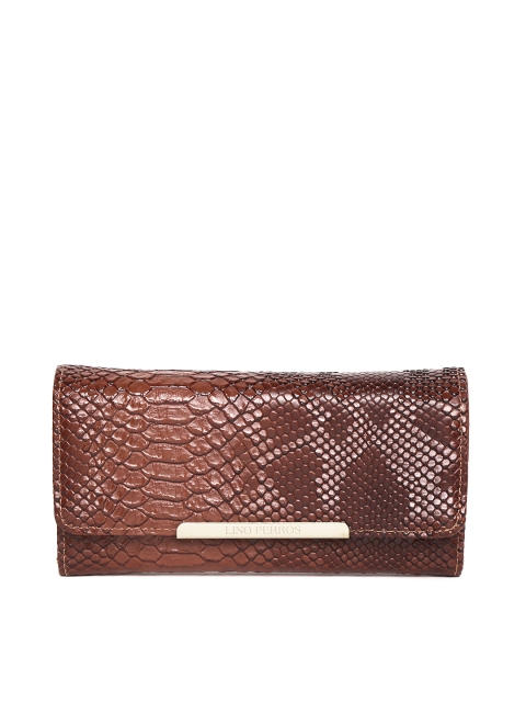 

Lisa Haydon for Lino Perros Women Brown Snakeskin-Textured Three Fold Wallet