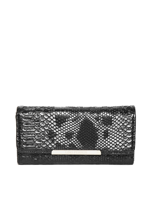 

Lisa Haydon for Lino Perros Women Black Snakeskin-Textured Three Fold Wallet