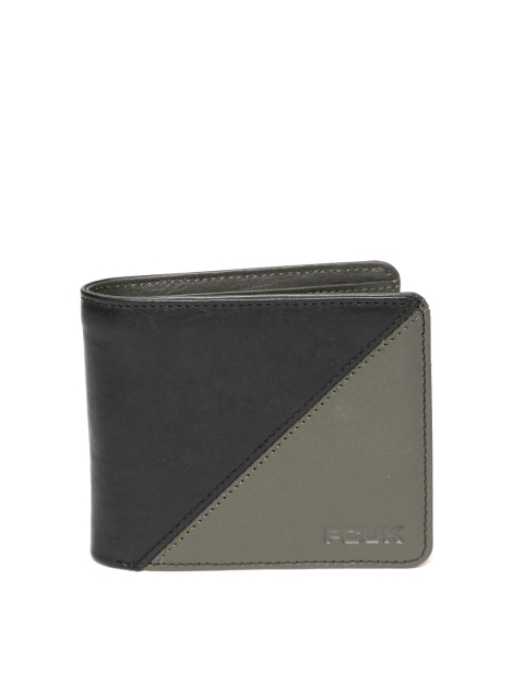 

French Connection Men Black & Olive Green Colourblocked Two Fold Wallet