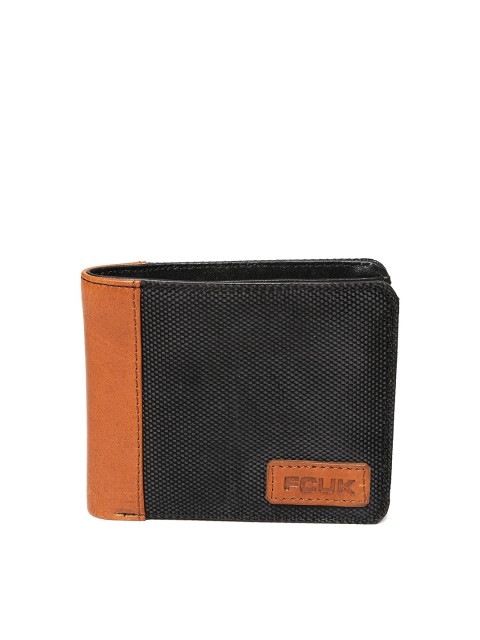 

French Connection Men Black Textured Two Fold Wallet