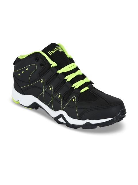 

bacca bucci Men Black Solid Mesh Mid-Top Sneakers