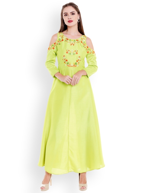 

Ishin Women Green Embroidered Anarkali Kurta Dress