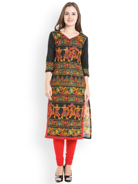 

Ishin Women Black Embroidered A-Line Kurta
