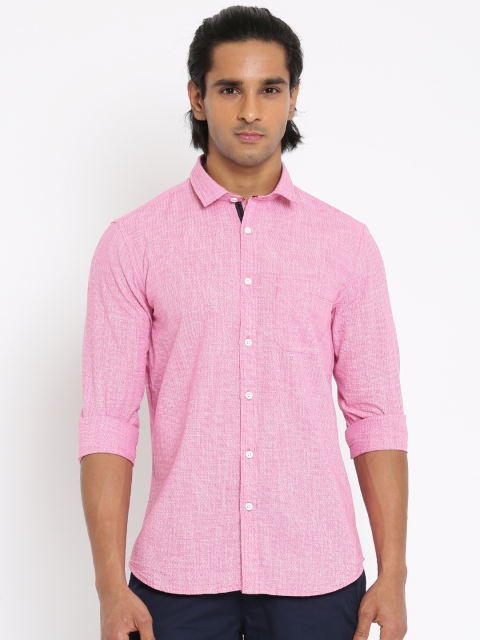 

John Miller Men Pink Slim Fit Checked Casual Shirt