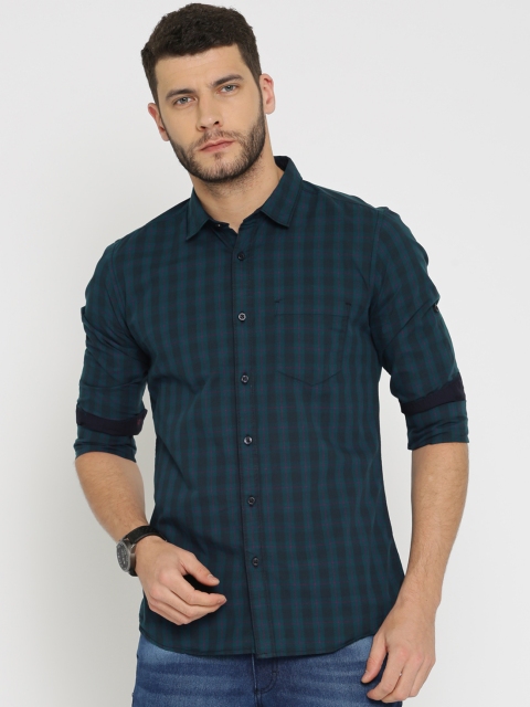 

HIGHLANDER Men Teal Slim Fit Checked Casual Shirt