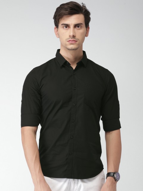 

HIGHLANDER Men Black Slim Fit Solid Casual Shirt