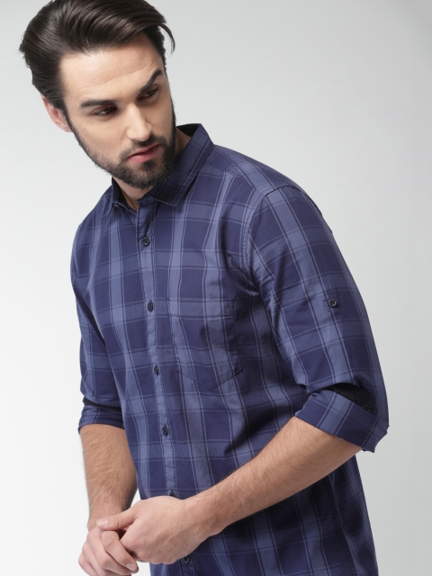 

HIGHLANDER Men Blue Slim Fit Checked Casual Shirt