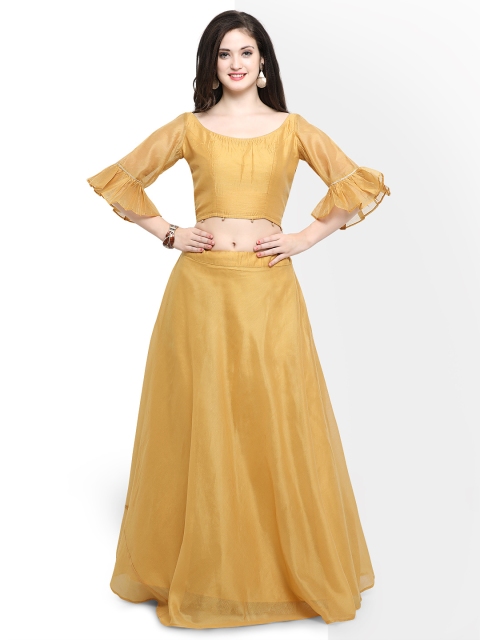 

Inddus Mustard Yellow Semi-Stitched Lehenga Choli