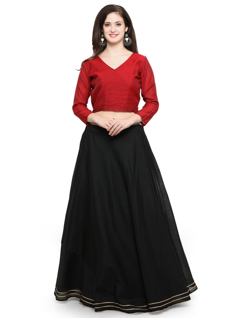 

Inddus Black Semi-Stitched Lehenga with Blouse