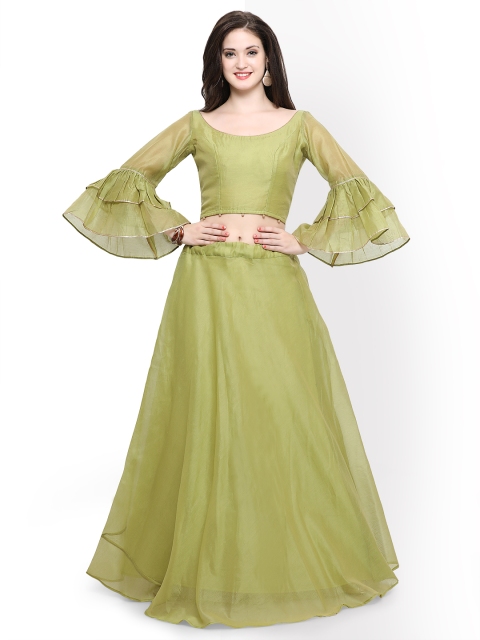 

Inddus Green Semi-Stitched Lehenga with Blouse