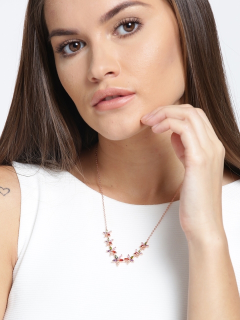 

Jewels Galaxy Multicoloured Rose Gold-Plated Handcrafted Necklace, Multi