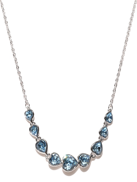 

Jewels Galaxy Silver-Toned & Blue Rhodium-Plated Handcrafted Necklace