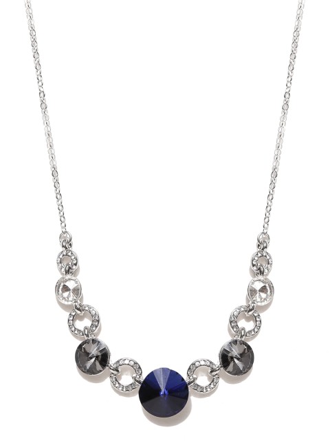 

Jewels Galaxy Silver-Toned & Navy Blue Rhodium-Plated Handcrafted Necklace