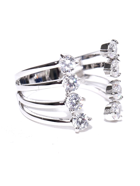 

Jewels Galaxy Platinum-Plated Silver Stone-Studded Ring