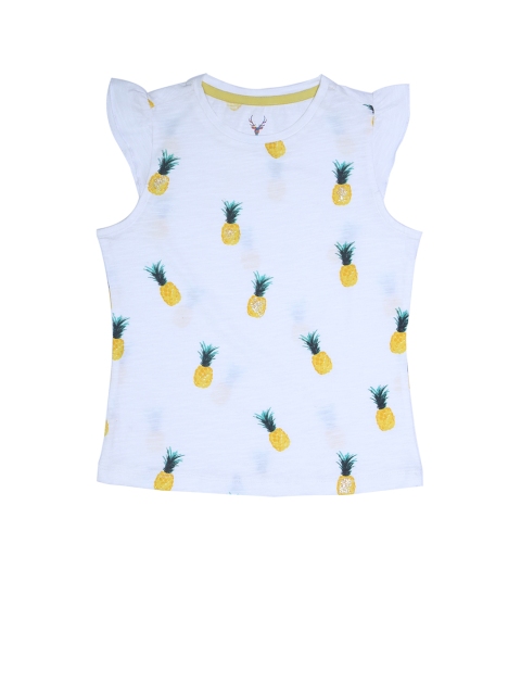 

Allen Solly Junior Girls White & Blue Printed Pure Cotton Top