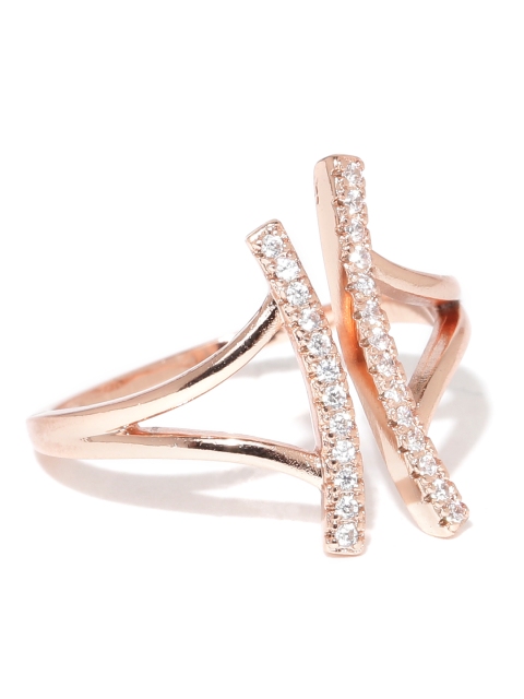

Jewels Galaxy 18K Rose Gold-Plated Stone-Studded Adjustable Ring