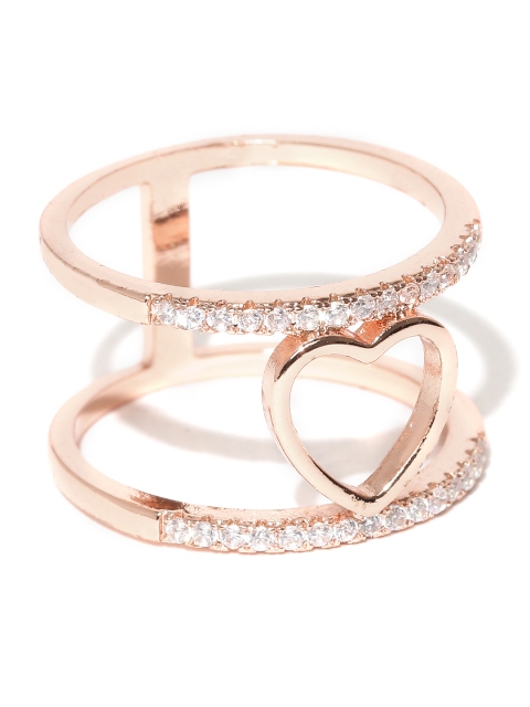 

Jewels Galaxy 18K Rose Gold-Plated Stone-Studded Ring