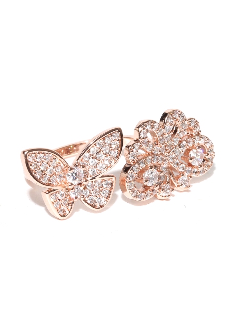 

Jewels Galaxy 18K Rose Gold-Plated CZ Stone-Studded Ring