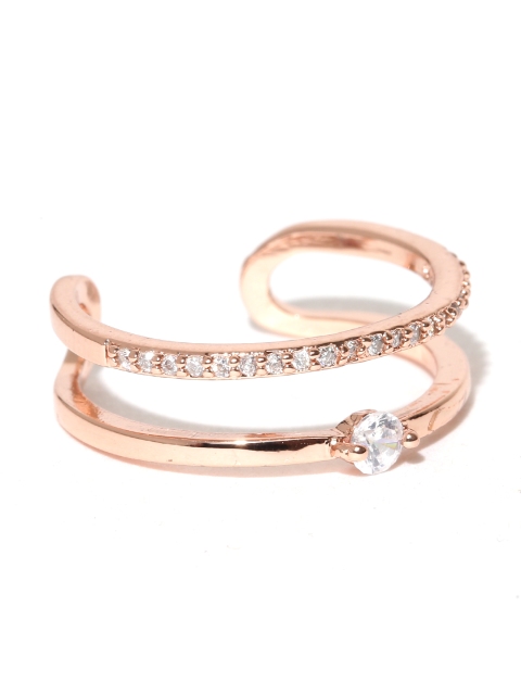 

Jewels Galaxy 18K Rose Gold-Plated Stone-Studded Adjustable Ring