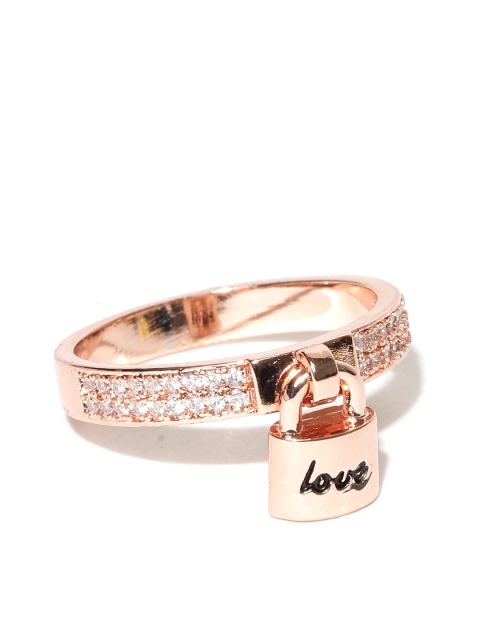 

Jewels Galaxy 18K Rose Gold-Plated Stone-Studded Ring