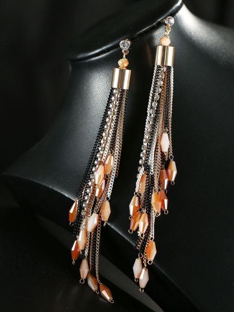 

Jewels Galaxy Multicoloured Gold-Plated Stone-Studded Handcrafted Drop Earrings, Multi