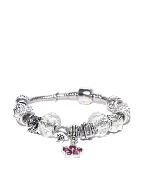 

Jewels Galaxy Off-White Silver-Plated Handcrafted Charm Bracelet
