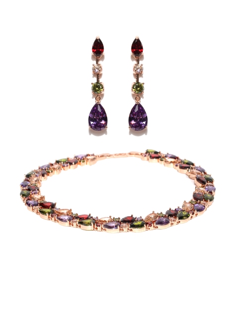 

Jewels Galaxy Multicoloured Stone-Studded Jewellery Set, Multi