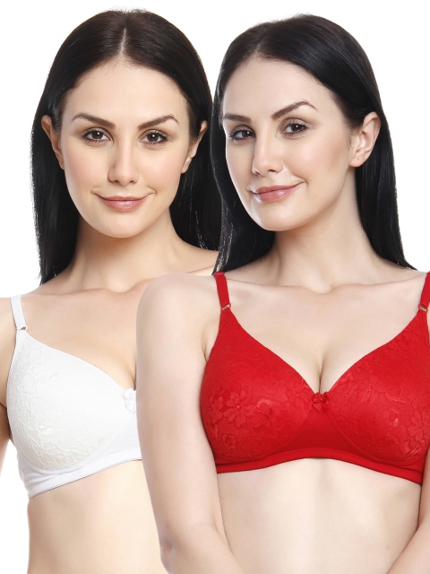 

Innocence Pack of 2 Non-Wired Non-Padded Lace Everyday Bras BBAPLIN44516_34, White