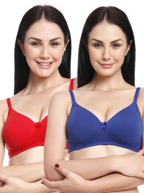 

Innocence Pack of 2 Solid Lightly Padded Push-Up Bras BBAPLIN44532_38, Blue