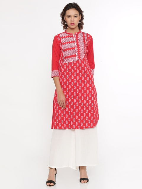 

De Moza Women Red Printed Anarkali Kurta